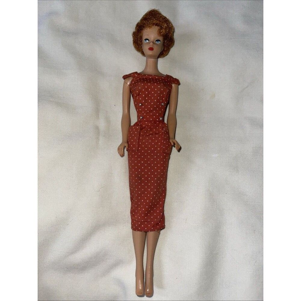 VTG Redhead Titian Early Bubblecut Barbie Only Body Small Knob Lucy Dot Sheath